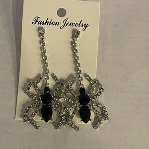 Elegant Black and Silver Spider Earrings